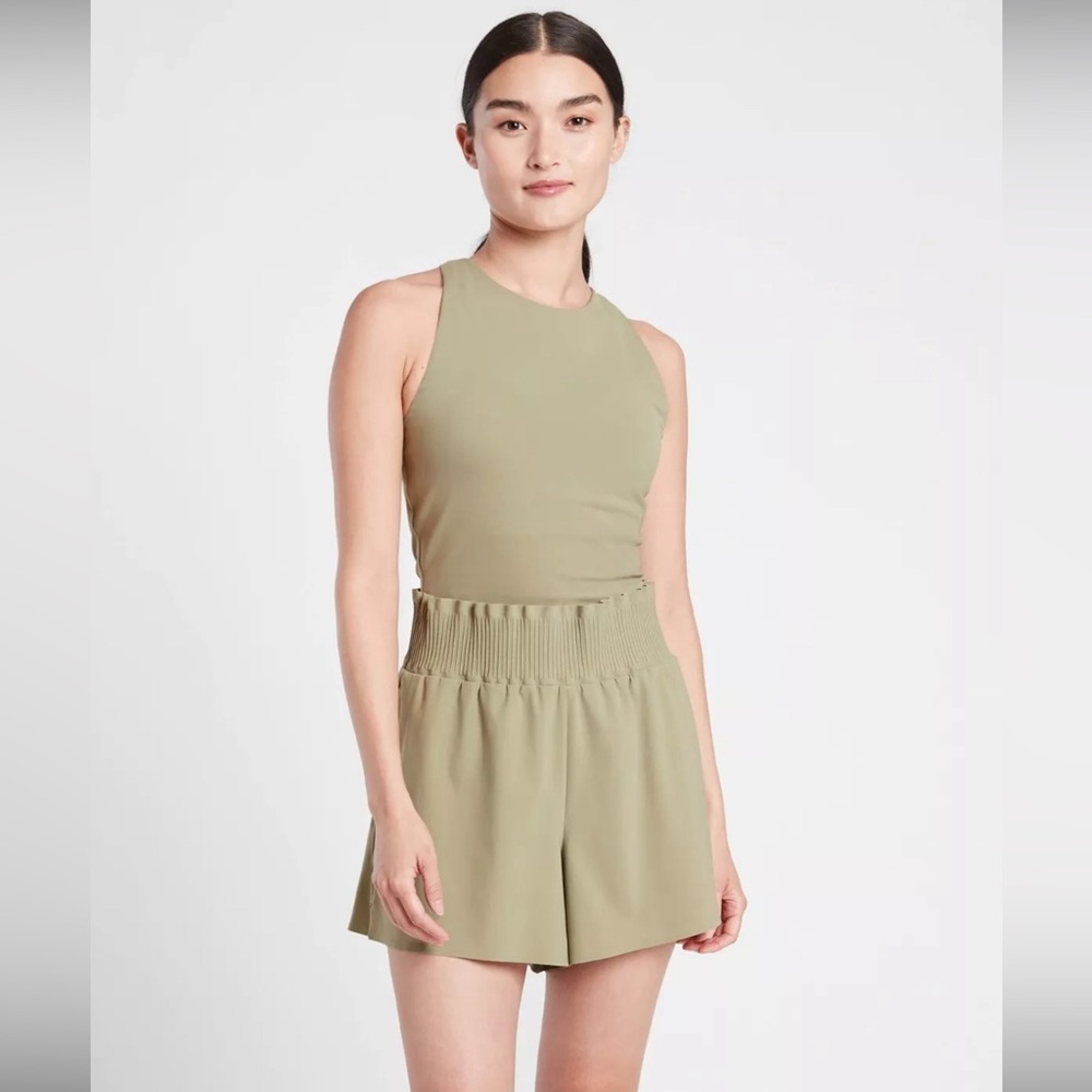 NWOT Athleta Cosmic Flutter Romper, Shadow Olive SIZE M